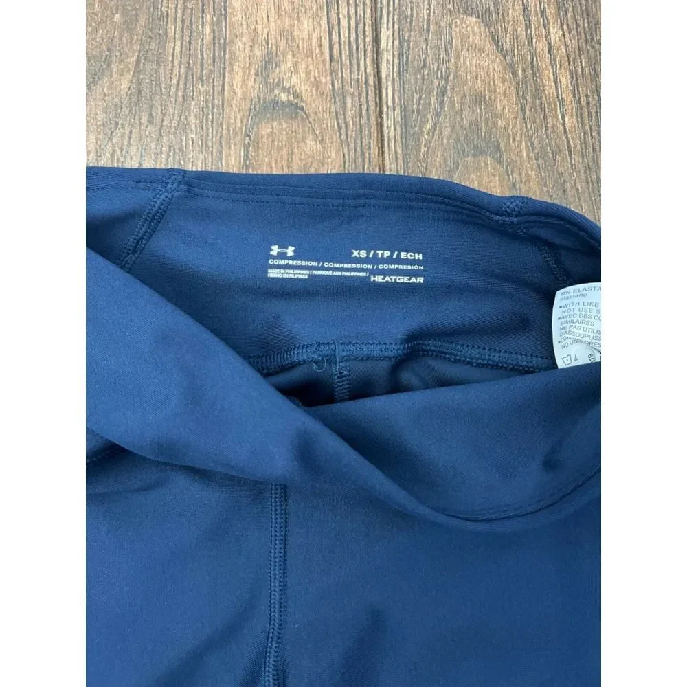 WOMENS UNDER ARMOUR NAVY BLUE HEAT GEAR‎ CAPRI COMPRESSION LEGGINGS PANTS XS